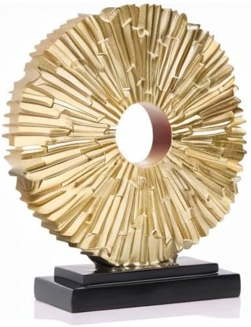 Golden Circle Lines Sculpture | Runde Skulptur in Goldoptik