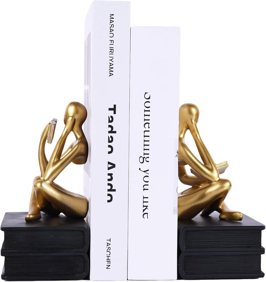 Lesende Denker Buchstützen 15,8 cm | Black-Gold Office Deko - LAFFARTS Gallery