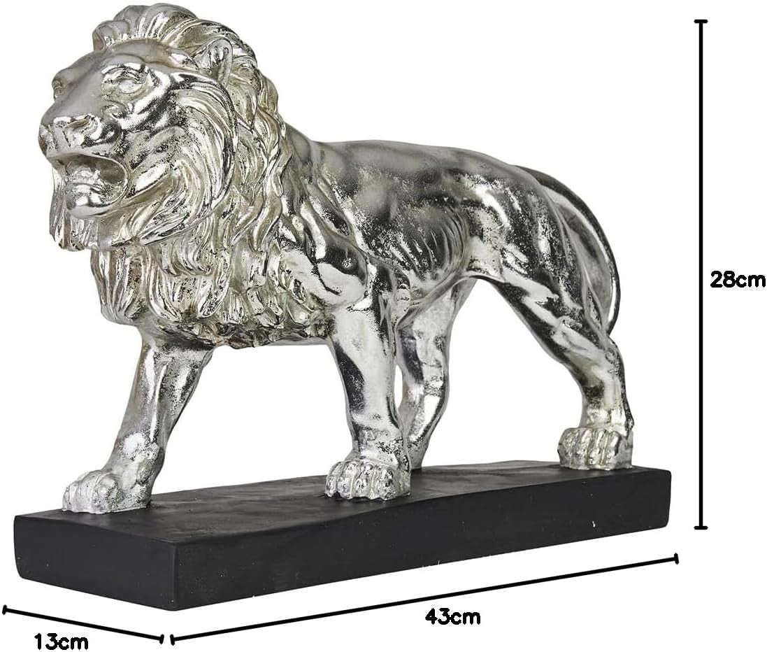 Modern Lion Silver | Löwenfigur 47 cm