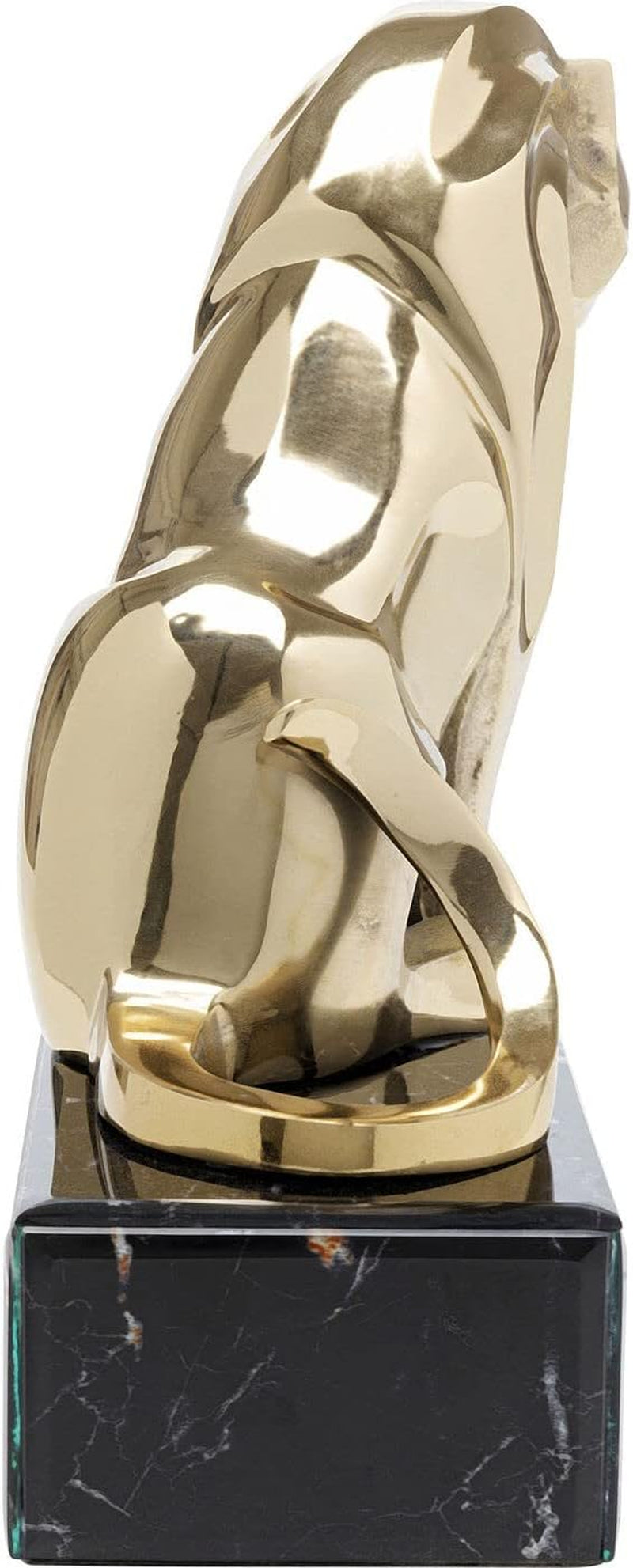 Lion on Marble Gold - Löwen-Skulptur mit Glassockel