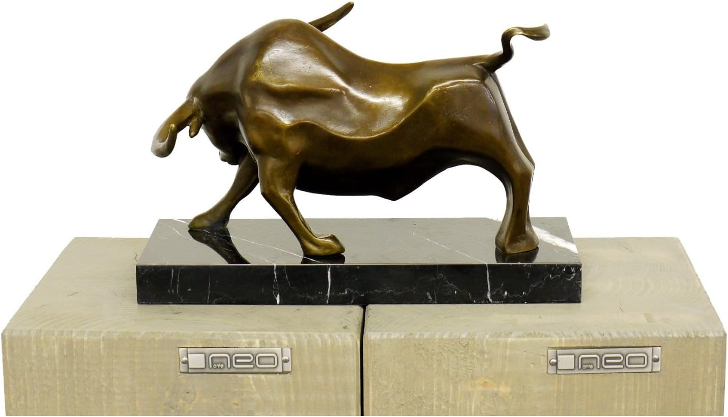 - Moderne Bronzefigur - Kraftvoller Stier - Signiert Von Milo - Echte Bronze - Stier Skulptur - Börsenstier - Charging Bull - Deko Figur
