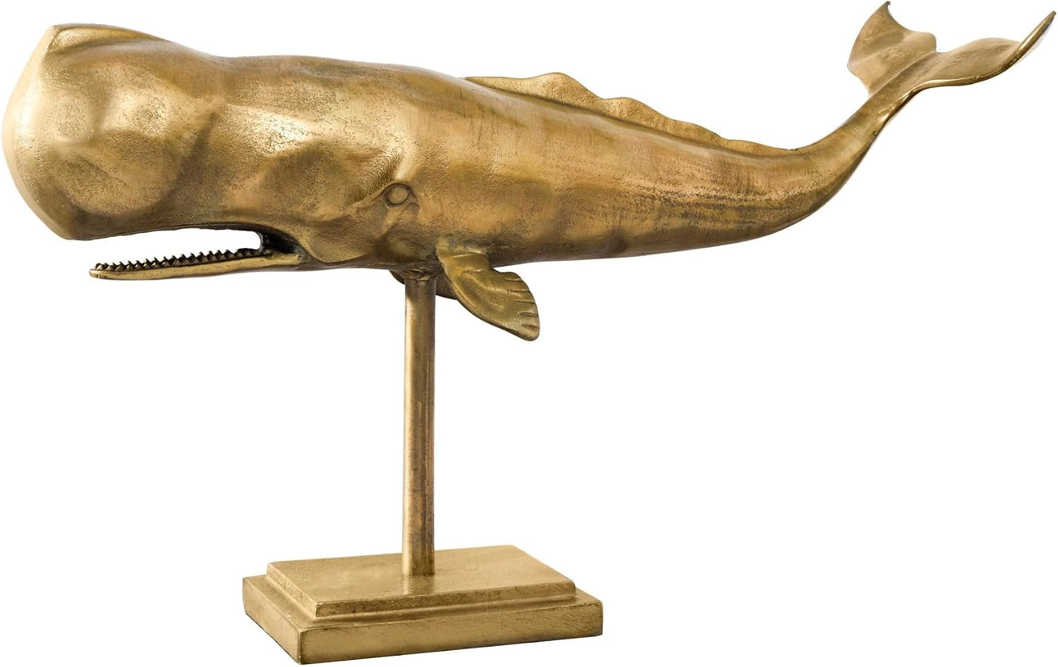 Whale Sculpture Brass | Maritime Metallskulptur 70 cm