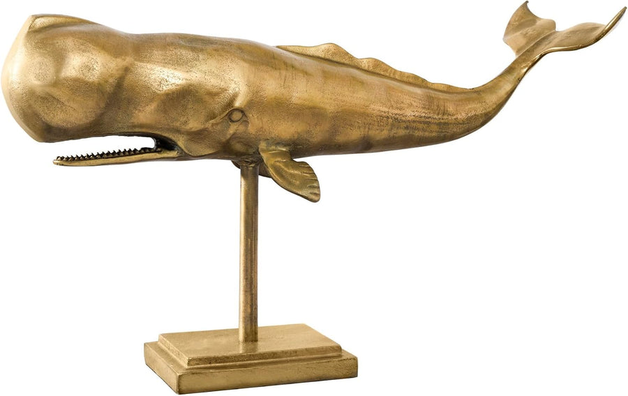 Whale Sculpture Brass | Maritime Metallskulptur 70 cm