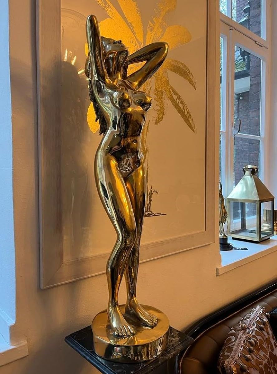 Golden Female Sculpture XXL Bronze-Skulptur 100 cm
