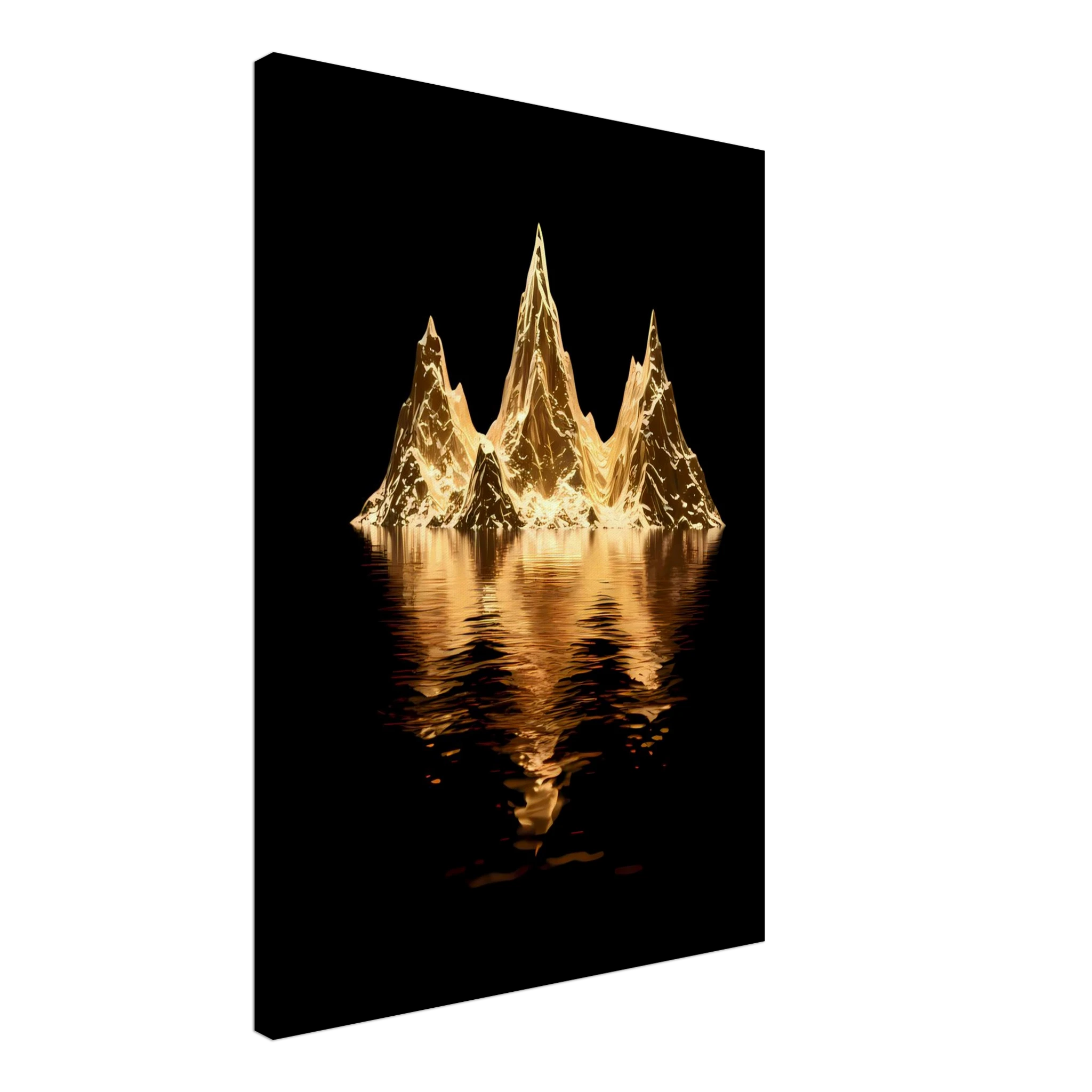 [Leinwandbild "The Golden Enigma" – Abstraktes Schwarz-Gold Wandbild] - Luxus Wandbild mit 24 Karat Gold | Dark Luxury Interior & Wanddekoration.