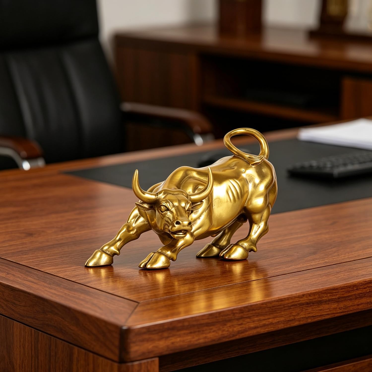 19,8 Cm L Gold Messing Wand Street Bull Statue Skulptur Börse Laden Stier Kunst Büro Dekor Geschenk