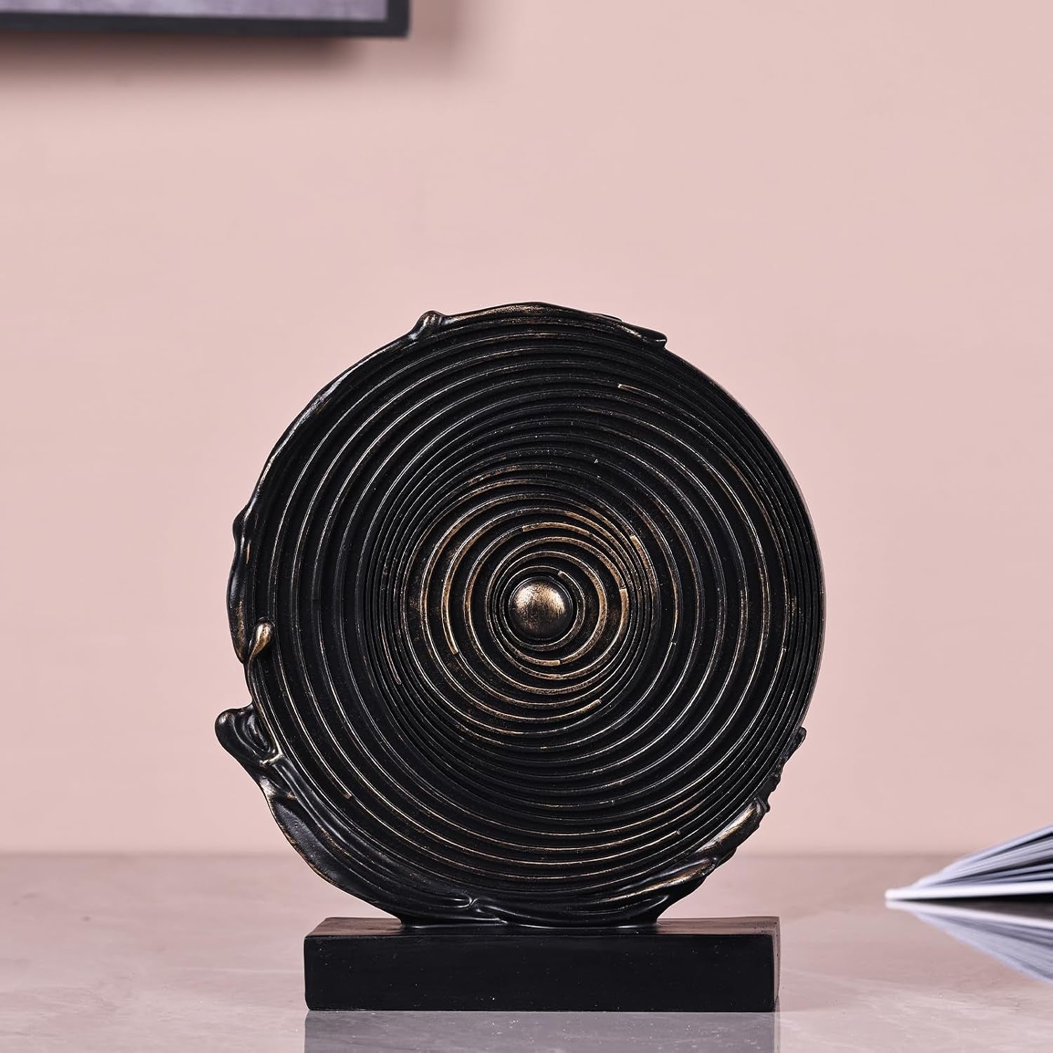Black-Gold Round Sculpture | Moderne Skulptur 25 cm