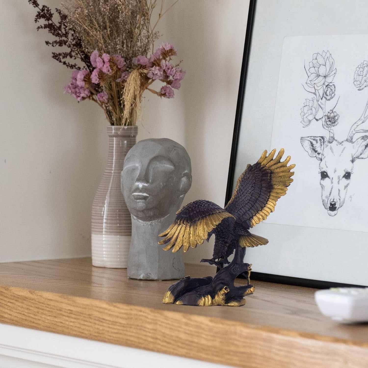 Bronze Adler Skulptur 19.5 Cm – Adler Statue Schwarz-Gold Mit Ausgebreiteten Flügeln, Bronze Tierfigur Für Zuhause, Büro Oder Schreibtisch, Symbol Für Freiheit & Stärke, Geschenk Für Männer