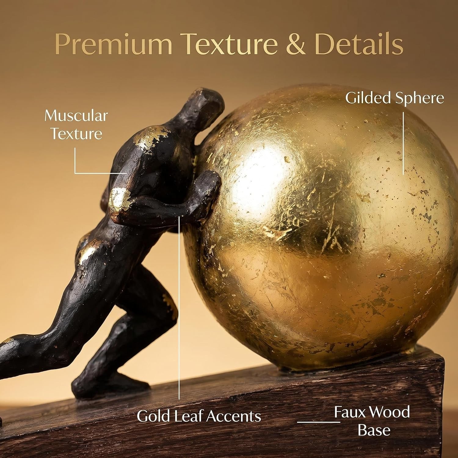 Sisyphus Gold-Chrome | Skulptur für Office und Regal