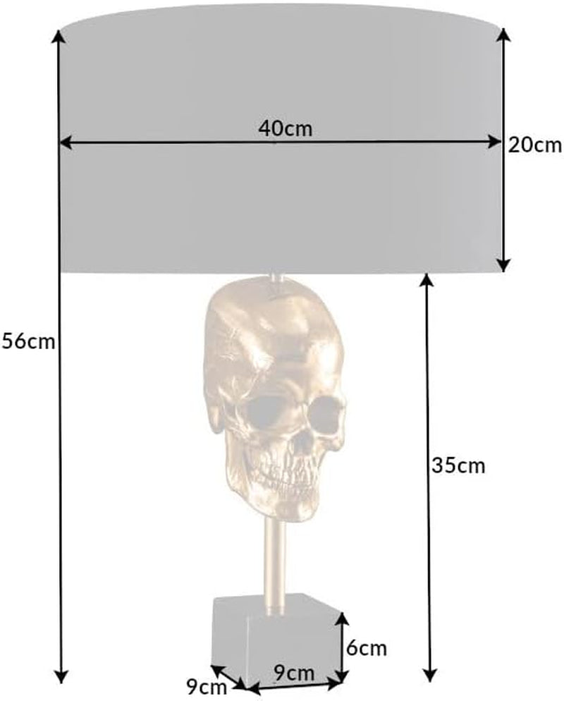 Skull Gold Tischlampe Schwarz-Gold Leuchte 56 cm