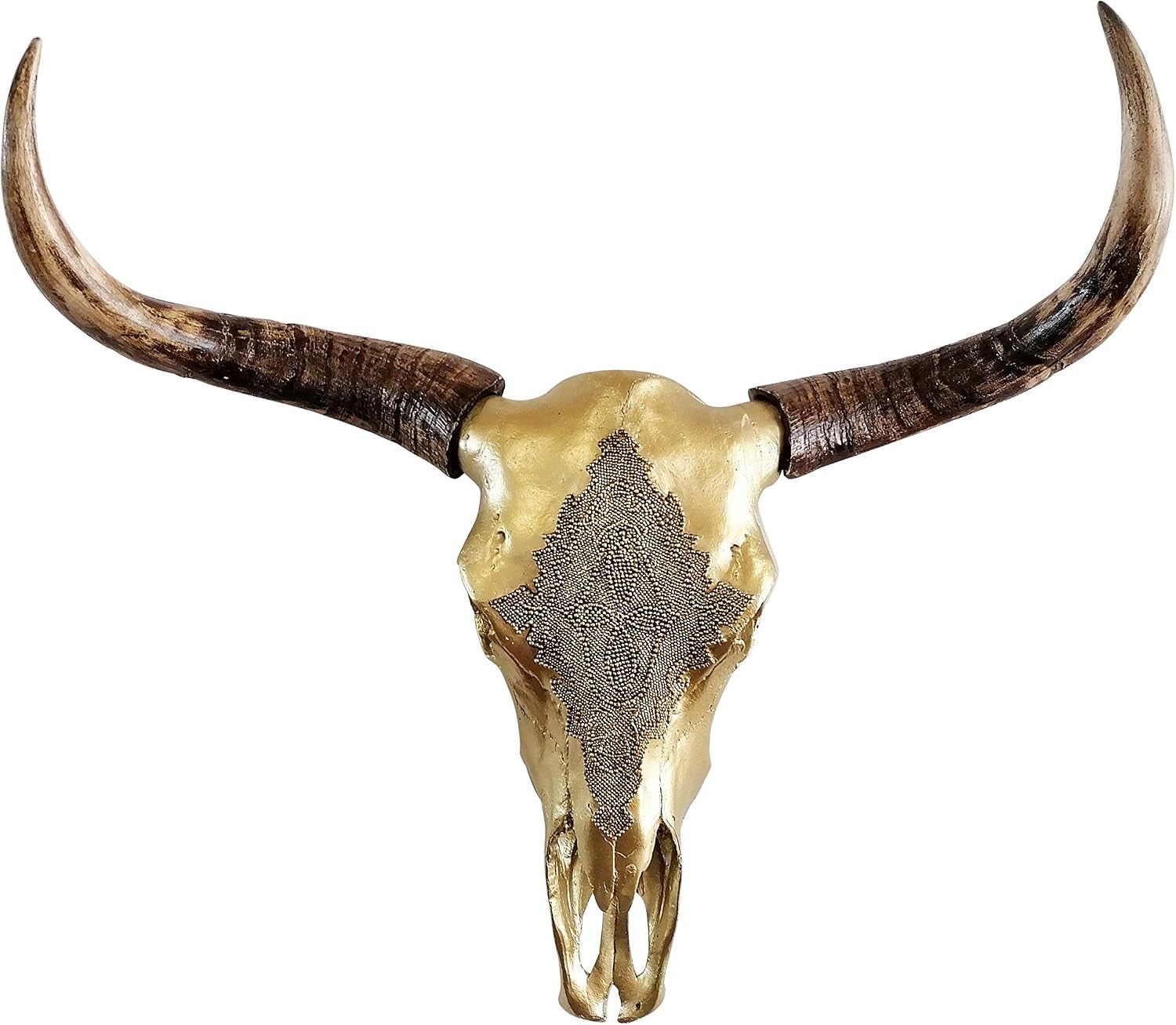 Michaelnoll Stierkopf Stier Bullenkopf Bullenschädel Geweih Hörner Wanddekoration Polyresin Riesig Gold Groß - Moderne Wanddeko Für Schlafzimmer Oder Wohnzimmer - Deko Dekoration - XXL 73 Cm