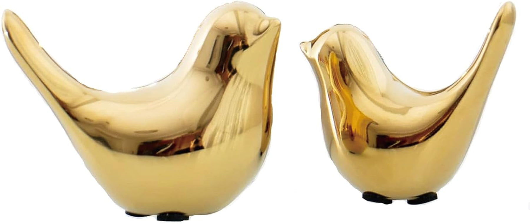 2 Stück Kleine Vögel Statuen, Keramik Vogel, Moderne Tier Vogel Skulpturen Für Landschaft Garten Home Office Desktop Display Dekor (Gold)