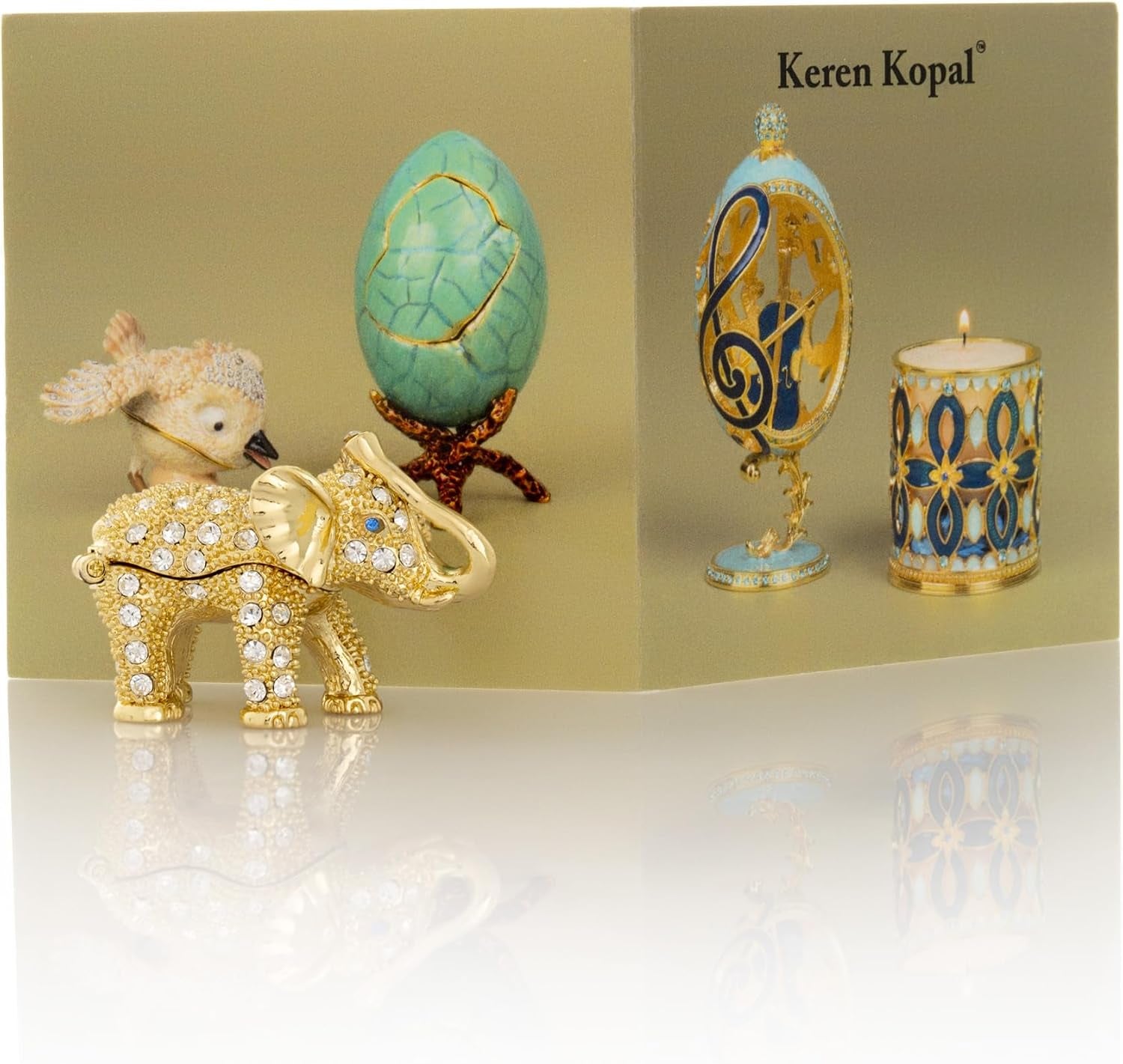 Elephant Schmuckbox Weiß-Gold | Geschenkidee mit Goldakzent