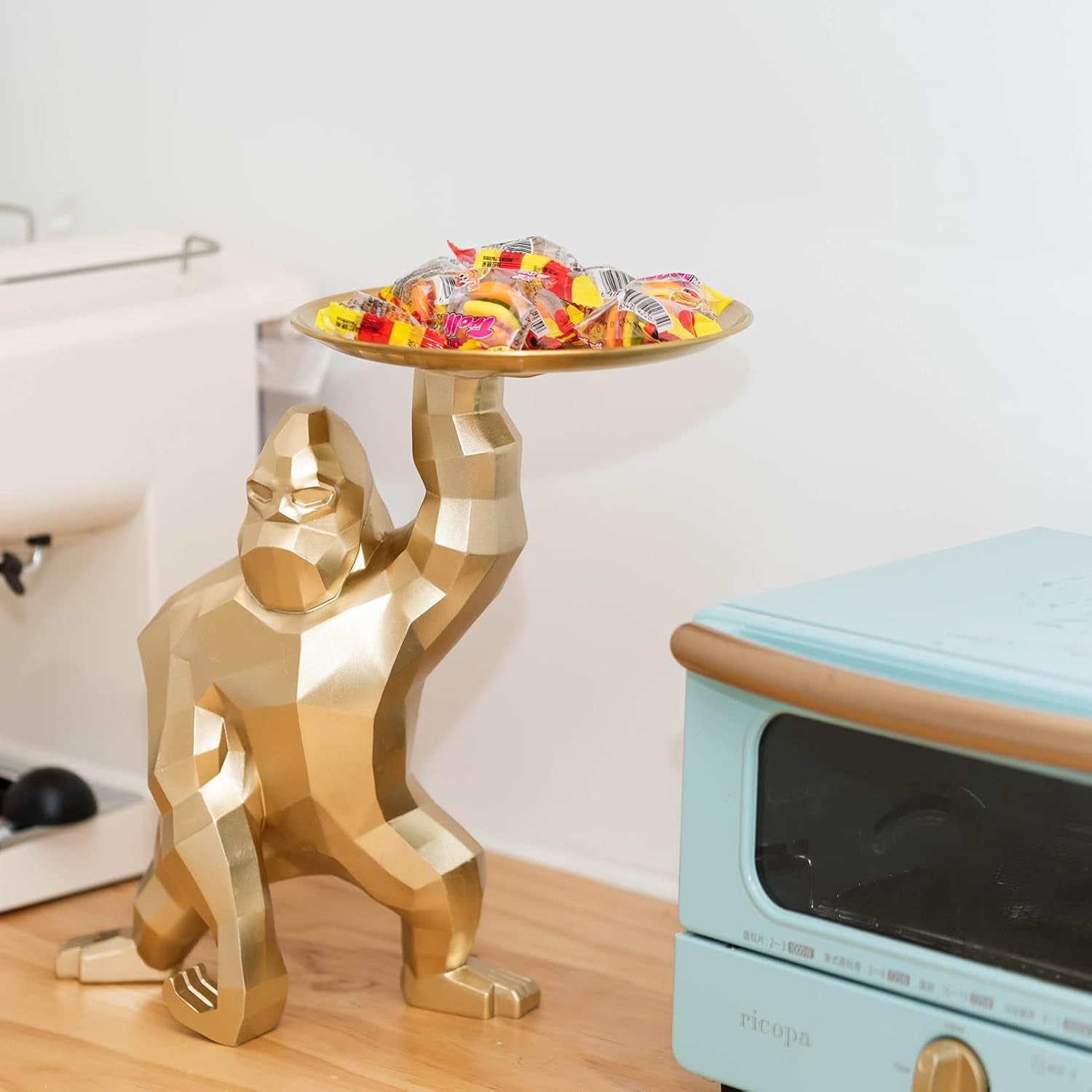 Gorilla Tray Red-Gold | Statement Figur mit Ablage