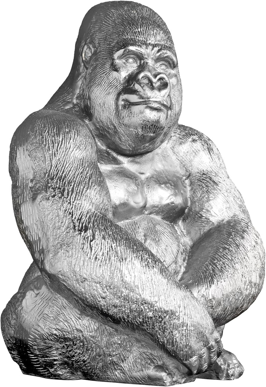 Silver Gorilla Kong | Metallskulptur 40 cm