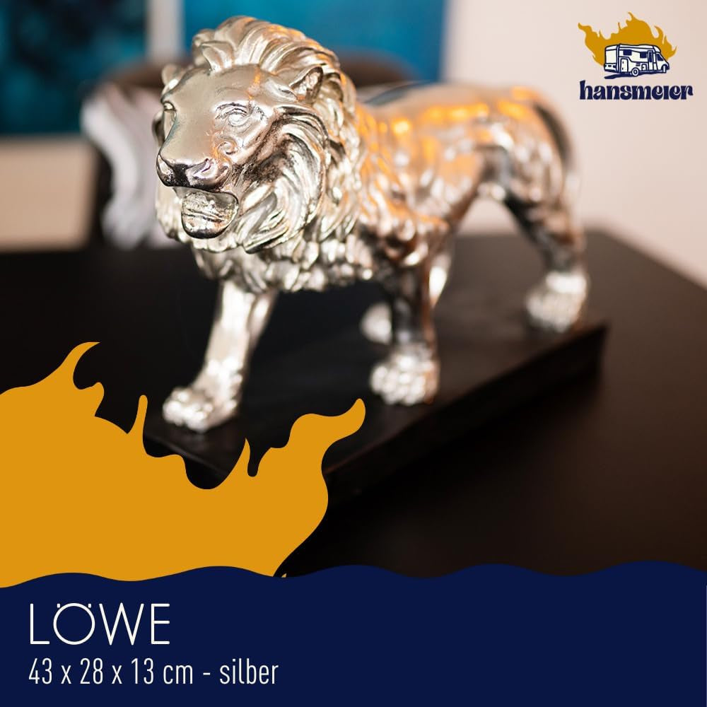Modern Lion Silver | Löwenfigur 47 cm