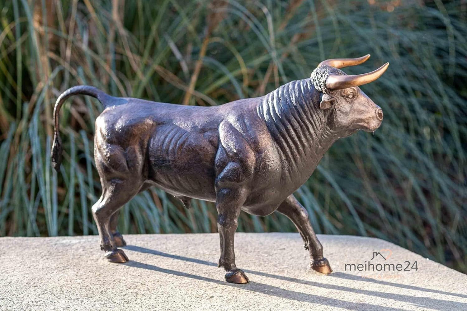 Bronze-Skulptur Stier | Stehend | 49X17X27Cm | Tierfigur Aus Bronze | Handgefertigt