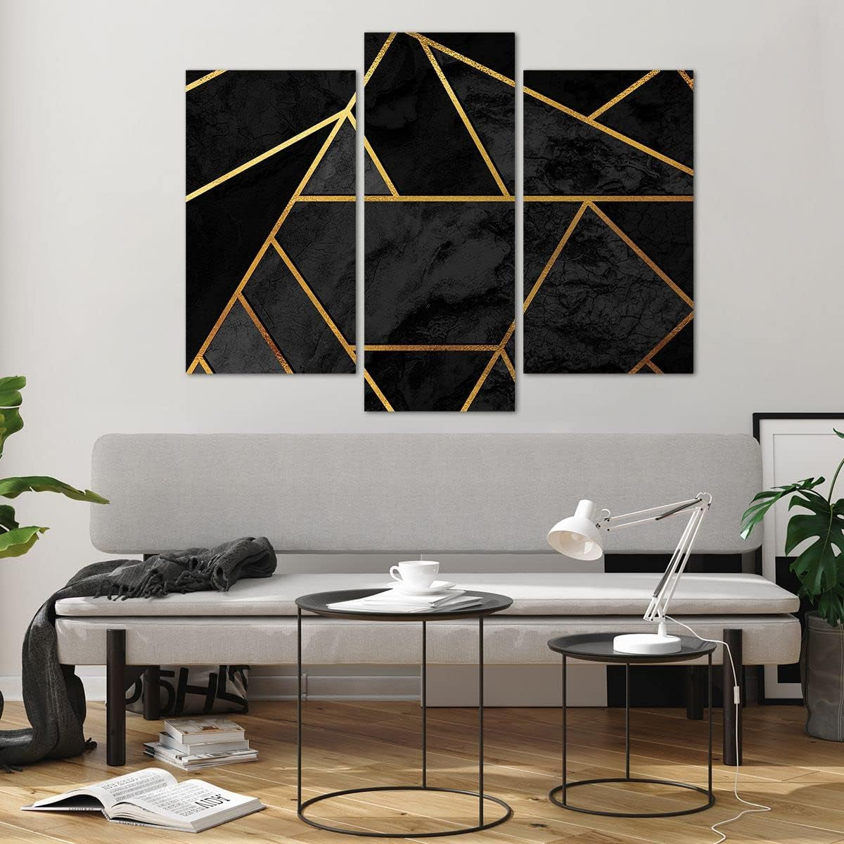Abstract Gold Glasbild XXL Schwarz-Gold 130 x 100 cm