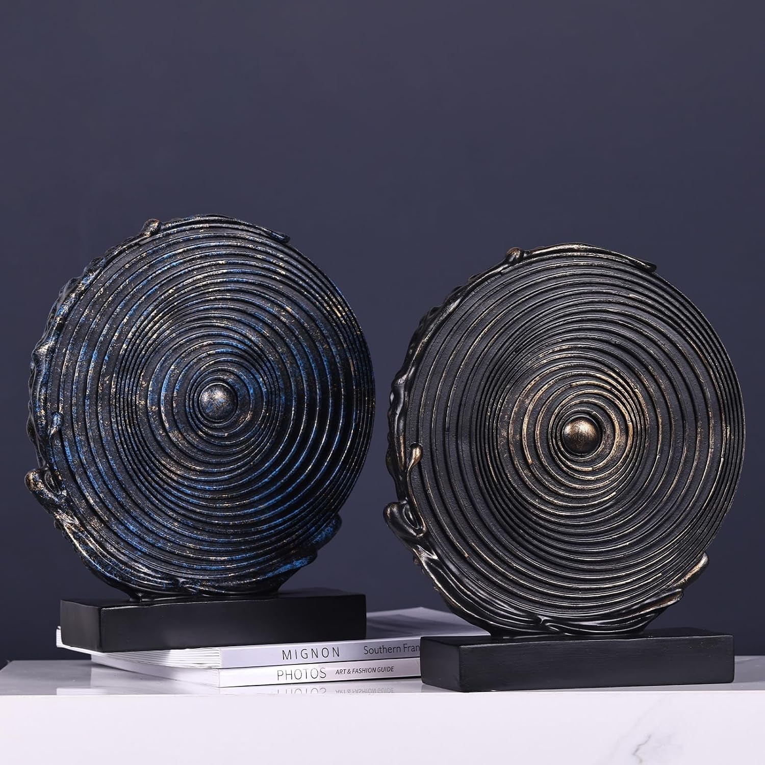 Black-Gold Round Sculpture | Moderne Skulptur 25 cm