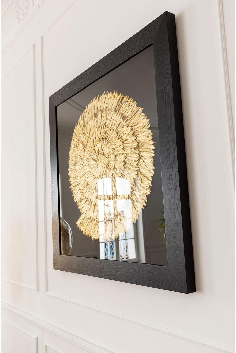 Kare Design Deko Rahmen Golden Snail Gold, Wanddeko, Wandbild, 3D Bild, Dekobild, Glasbild, Modern, Wohnzimmer, Schlafzimmer, Flur, 120X120X5Cm