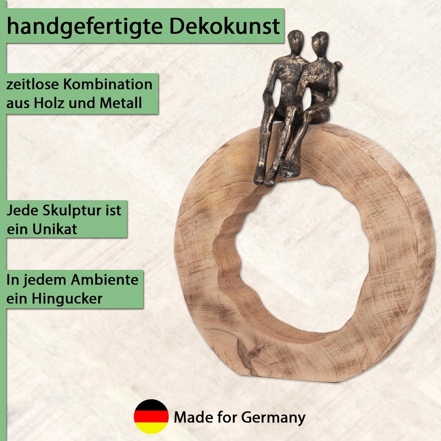 Be Together Skulptur Schwarz-Gold | Paar Dekoobjekt