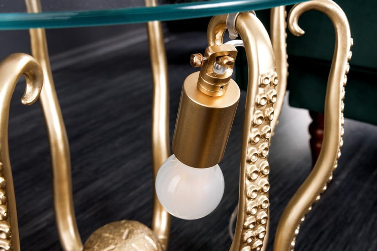 Wildlife Octopus Beistelltisch | Gold-Skulptur mit Glasplatte