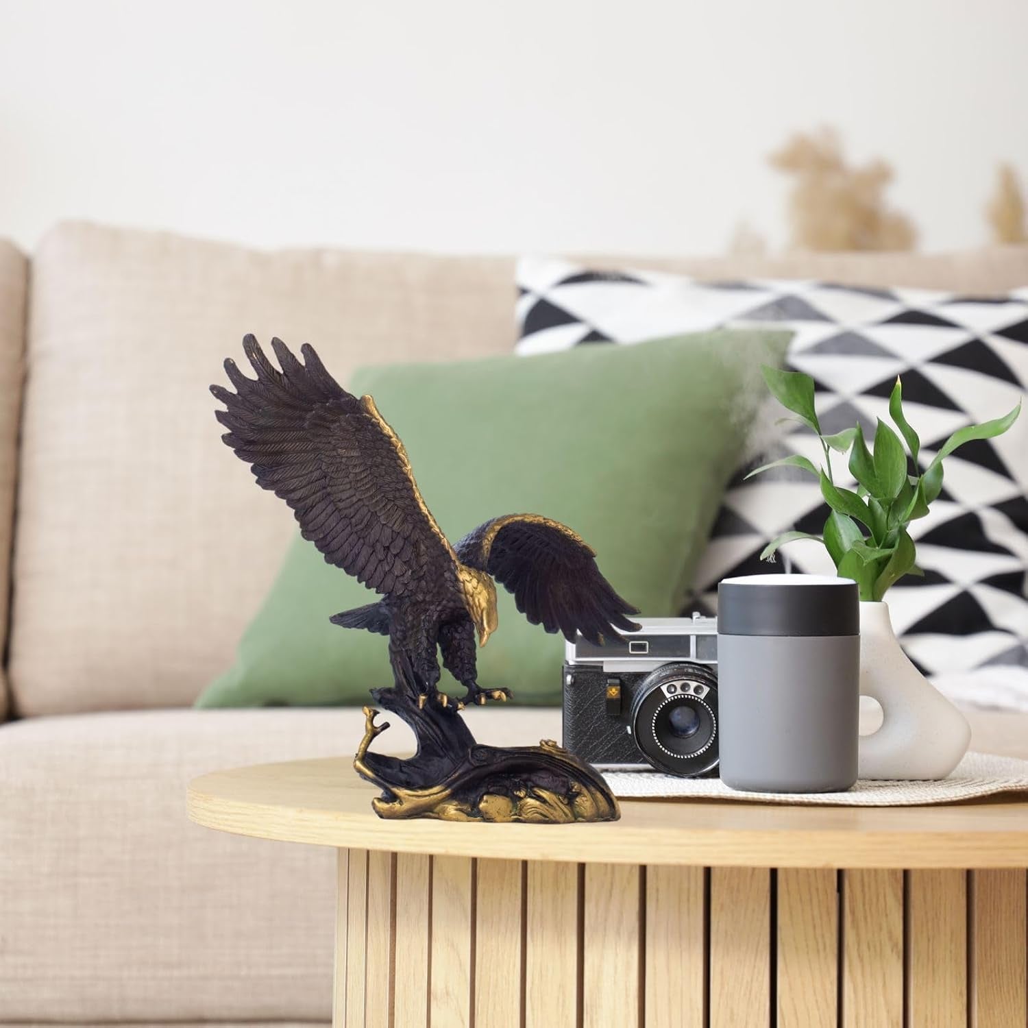 Bronze Adler Skulptur 19.5 Cm – Adler Statue Schwarz-Gold Mit Ausgebreiteten Flügeln, Bronze Tierfigur Für Zuhause, Büro Oder Schreibtisch, Symbol Für Freiheit & Stärke, Geschenk Für Männer