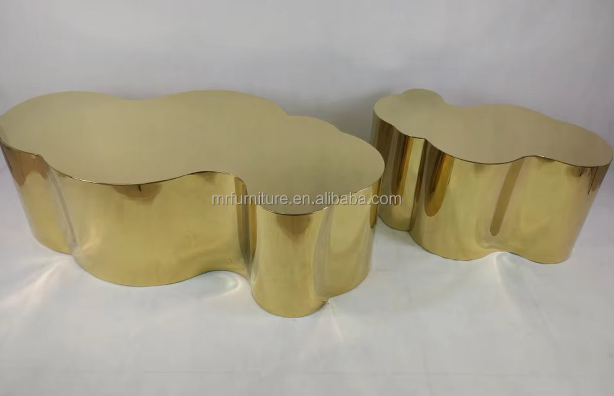 High Quality Luxury Gold Stainless Steel Coffee Table Unique Shape Center Side Table for Home Hotel Living Room Furniture