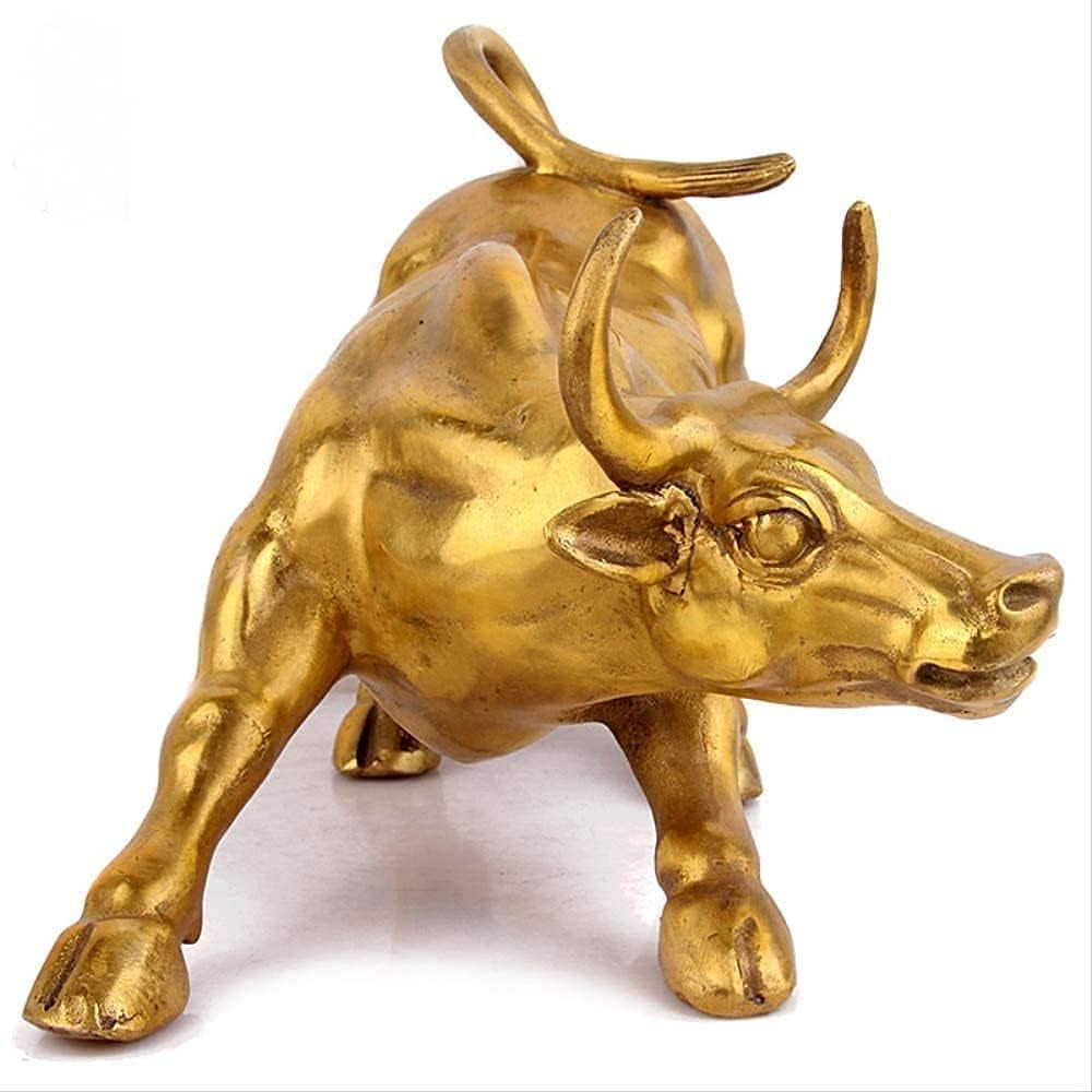 Wall Street Bull 18 x 11 x 12 cm | Goldene Office Skulptur - Goldoptik Dekoobjekt