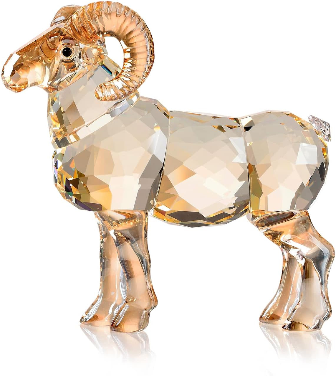 Kristall-Ziege Gold 10,2 cm | Funkelnde Tierfigur als Geschenk - LAFFARTS Gallery