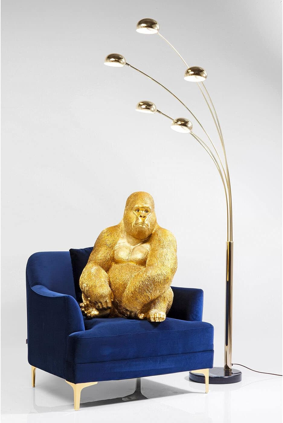 Kare Design Deko Figur Monkey Gorilla, Gold, Deko Objekt, Affe, Gorilla, Handbemalt, Unikat, 76X60X55 Cm (H/B/T)