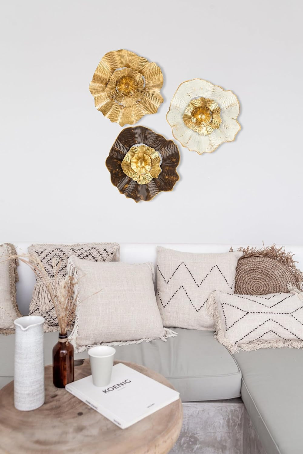 Gold Wall Circles 3er-Set 30 x 30 cm | Metall-Wandobjekte