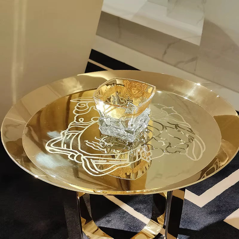 Goldener Portrait Side Table Ø40 x 50 cm aus Edelstahl als skulpturales Designobjekt