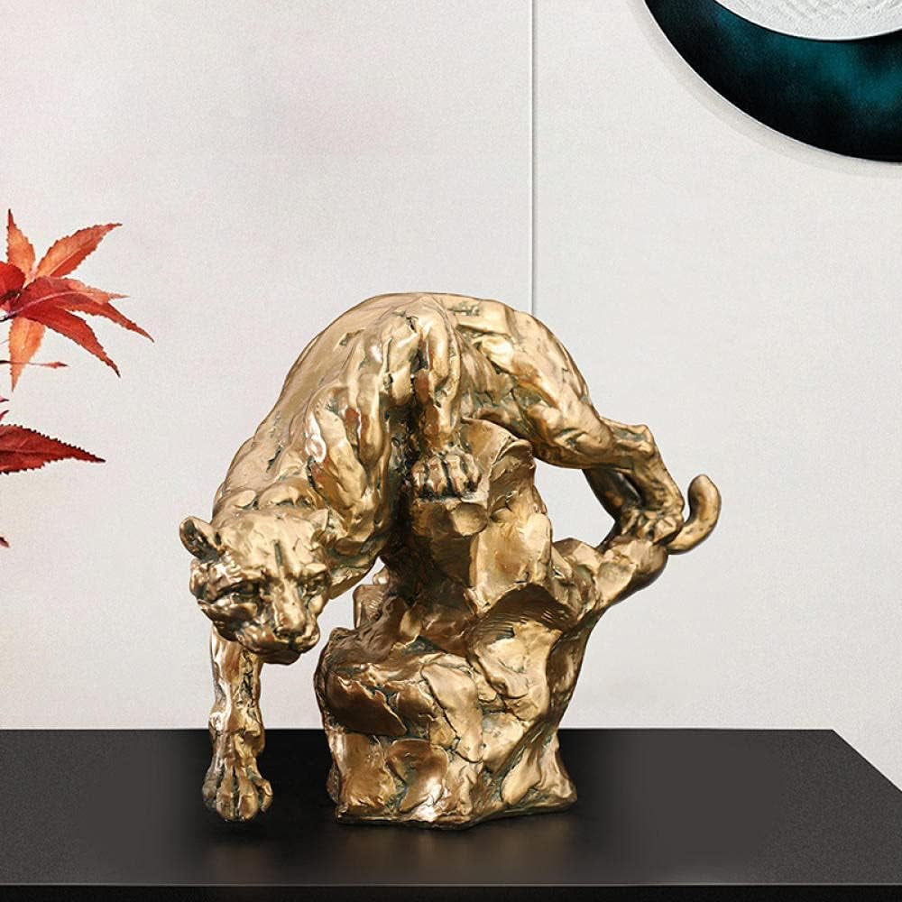 Gold Panther 30 x 21 cm | Leoparden-Skulptur für Sideboard - Goldoptik Dekoobjekt