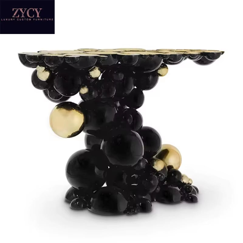 Black-Gold Bubble Console Table 125 x 40 x 85 cm als Luxury Entry Piece