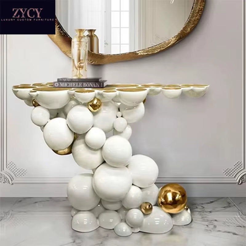 Black-Gold Bubble Console Table 125 x 40 x 85 cm als Luxury Entry Piece