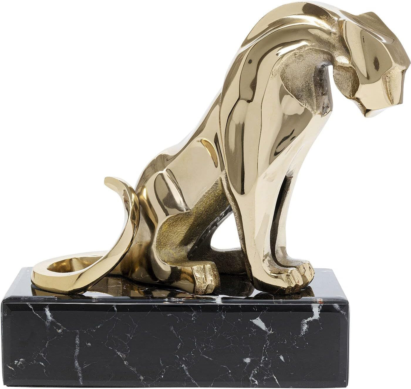 Lion on Marble Gold - Löwen-Skulptur mit Glassockel