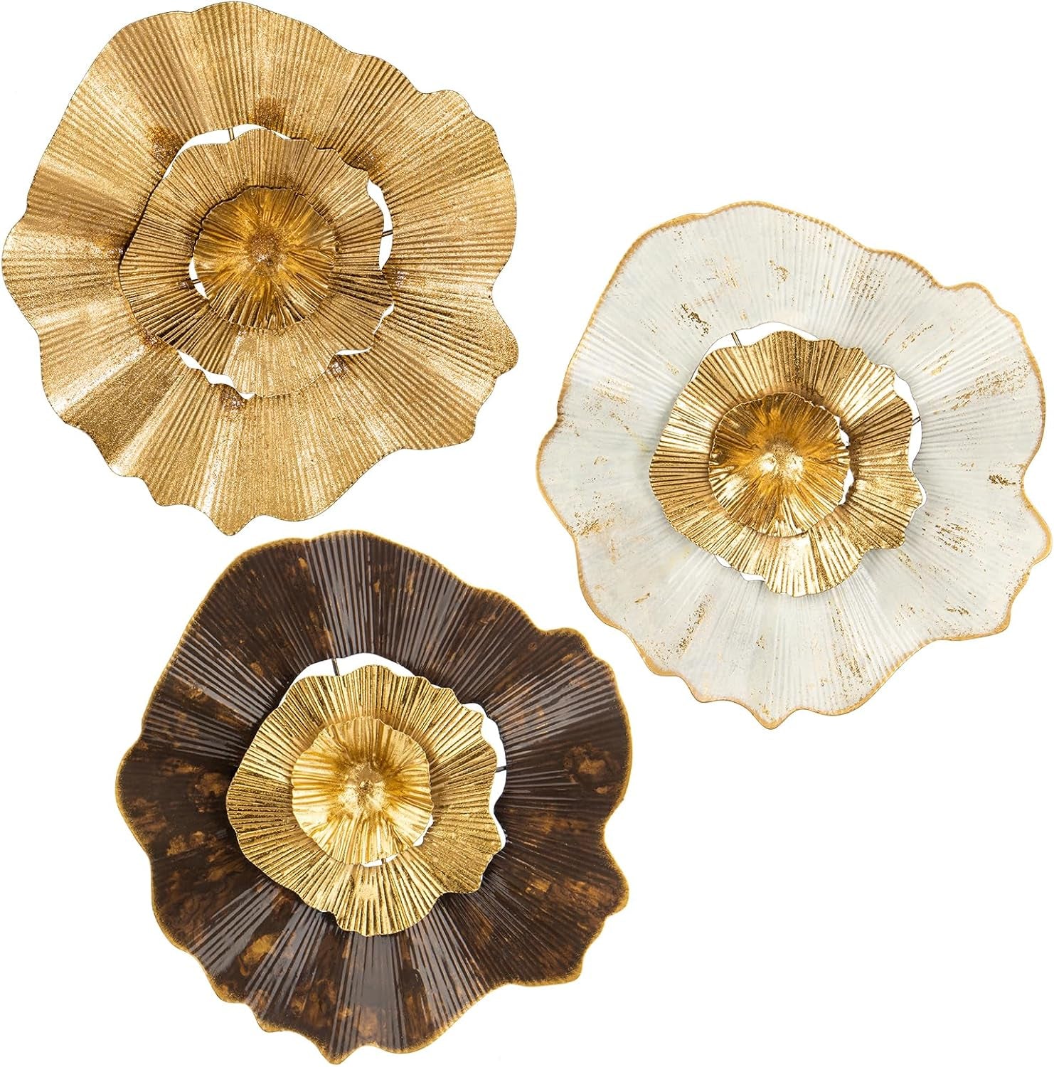 Gold Wall Circles 3er-Set 30 x 30 cm | Metall-Wandobjekte