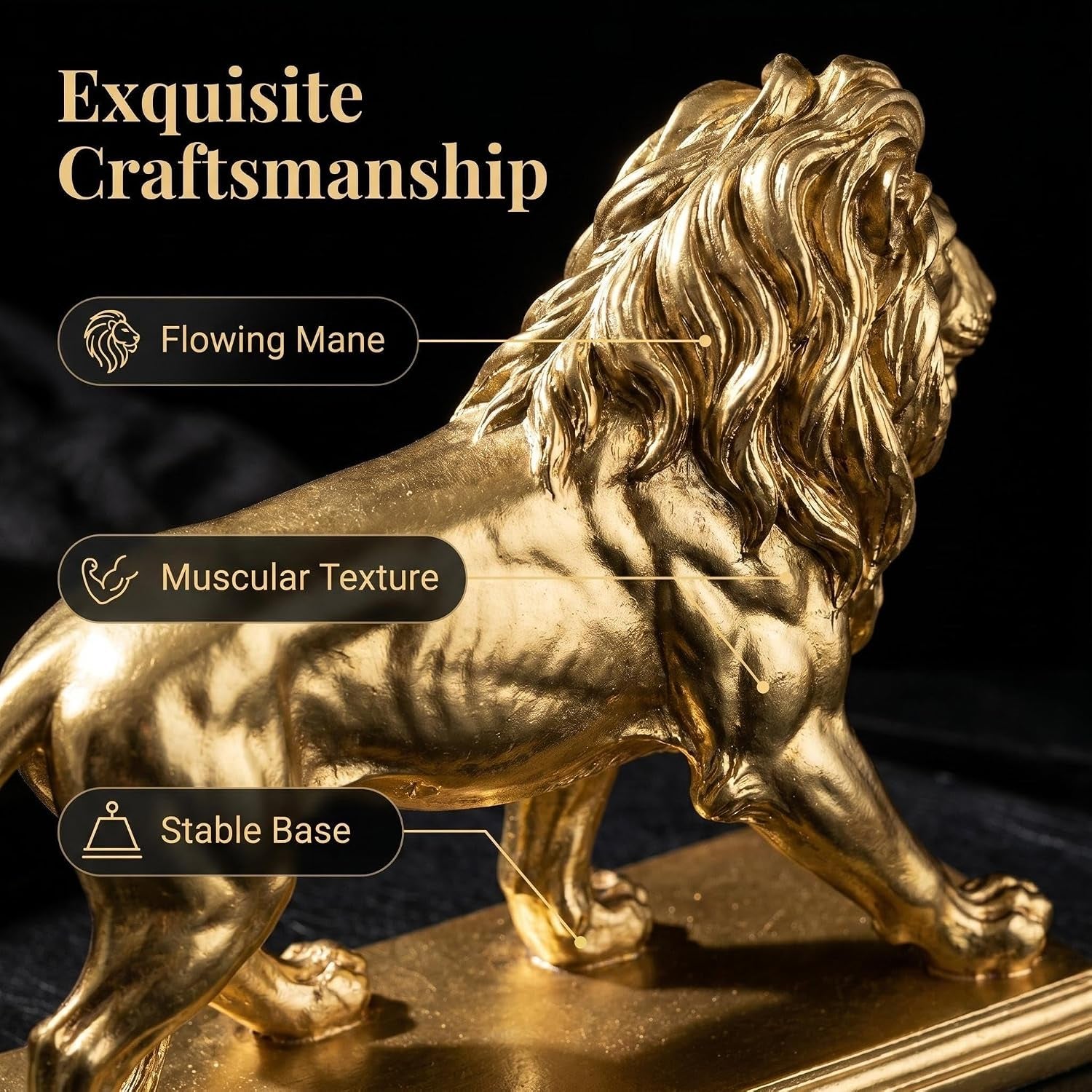 Heimdekoration Goldener Löwe, Skulptur Ornament, Kreative Regaldekoration, Statue Für Modernes Zuhause, Wohnzimmer, Bücherregal, Büroschreibtisch, Einzigartiges Geschenk Für Andere