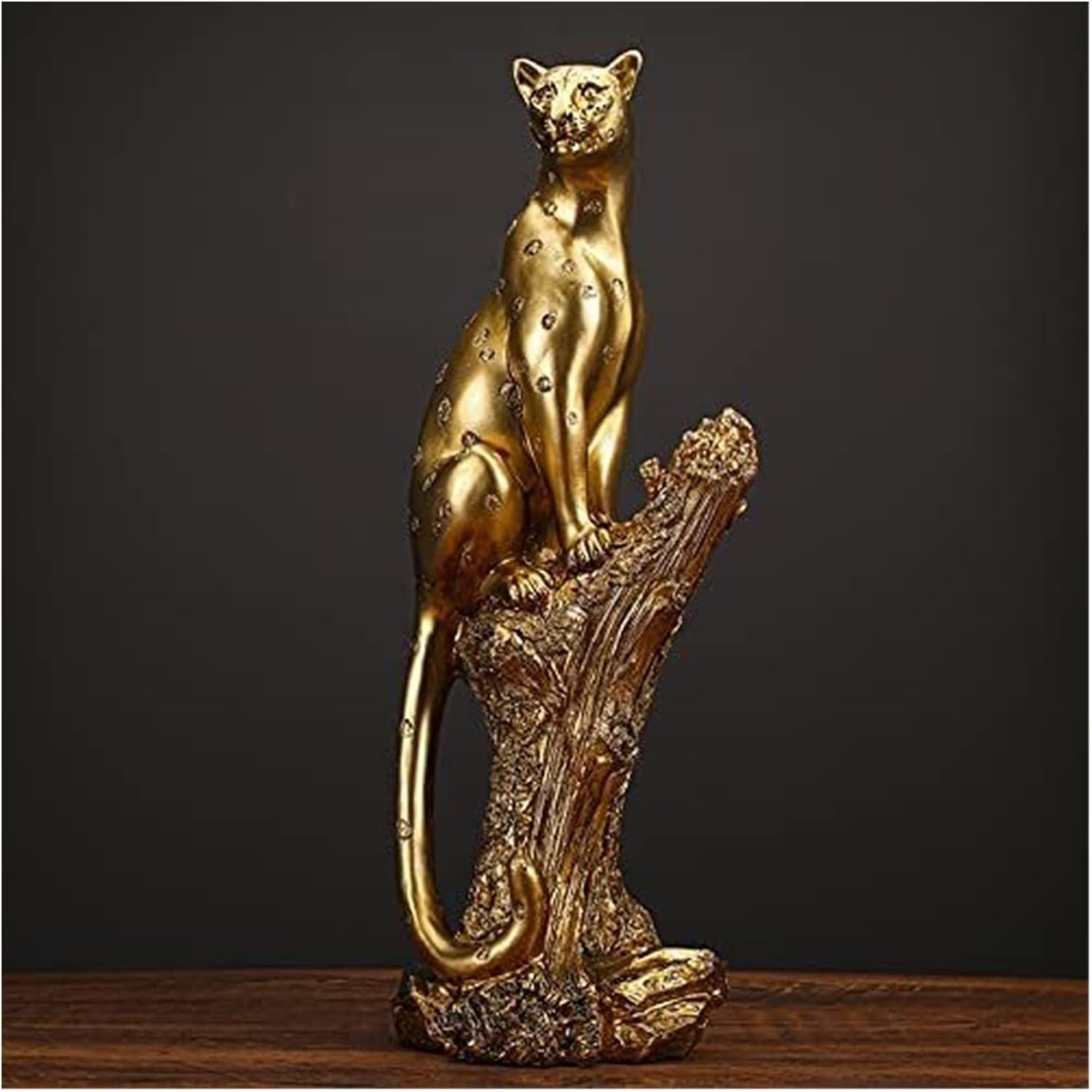 Figur, Ornament, Panther-Statuen, Moderne Abstrakte Gold-Panther-Skulptur, Geometrische Harz-Leopard-Statue, Tierwelt, Dekoration, Geschenk, Handwerk, Ornament, Zubehör, Einrichtung ( Farbe : Golden C