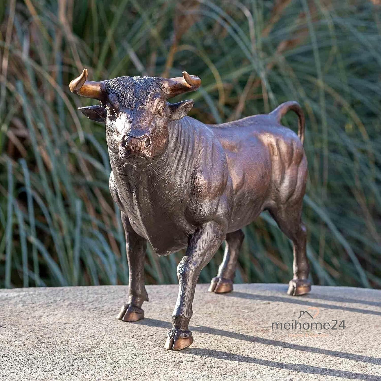 Bronze-Skulptur Stier | Stehend | 49X17X27Cm | Tierfigur Aus Bronze | Handgefertigt