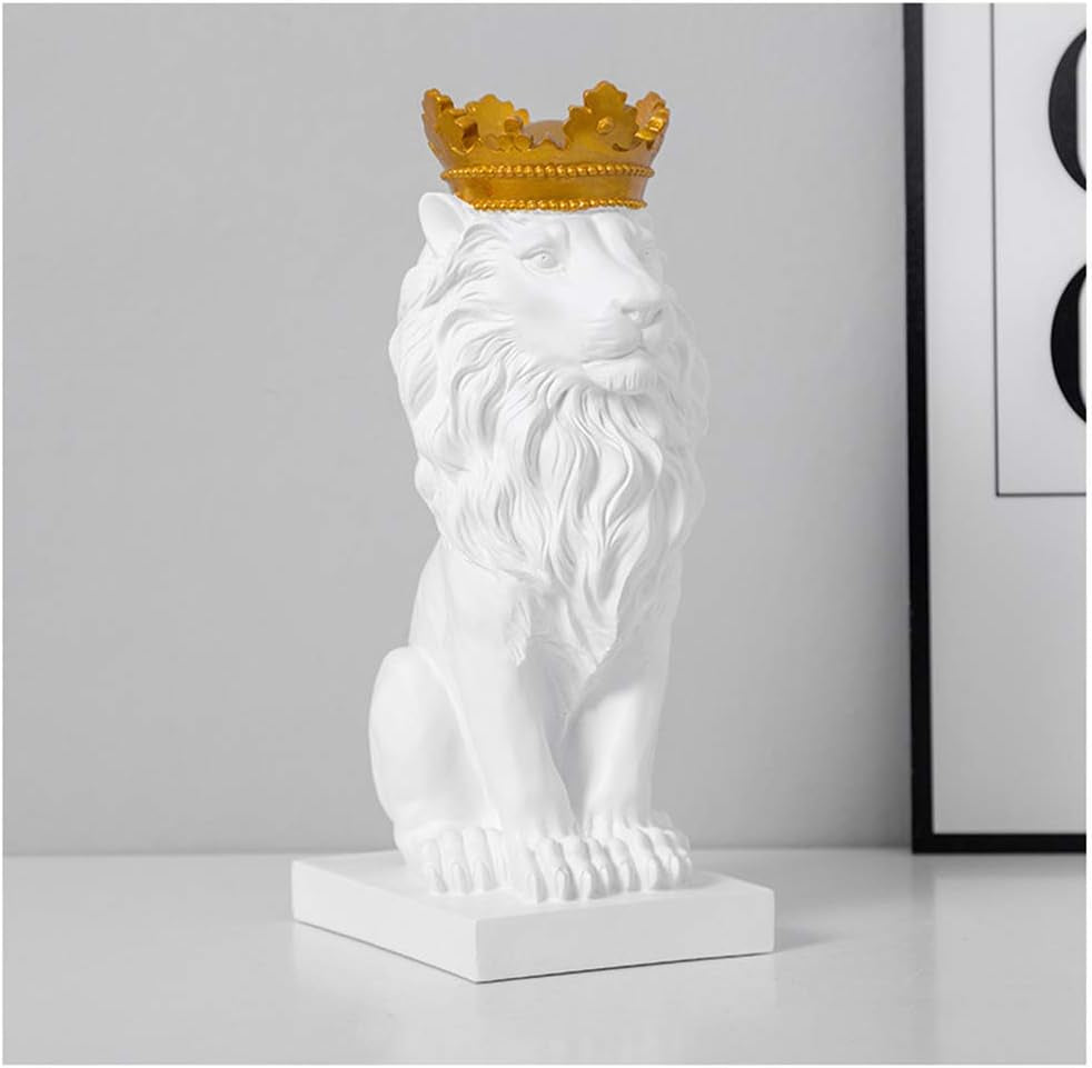 Uterstyle Krone Löwe Ornamente Löwe Statue Löwe Sammlerfigur – Aus Harz – König Des Waldes Krone Löwen Skulptur Home Office Dekoration (Gold)