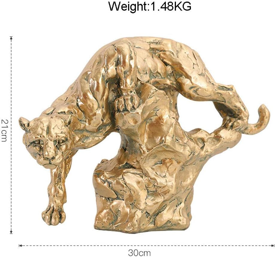 Gold Panther 30 x 21 cm | Leoparden-Skulptur für Sideboard - Goldoptik Dekoobjekt
