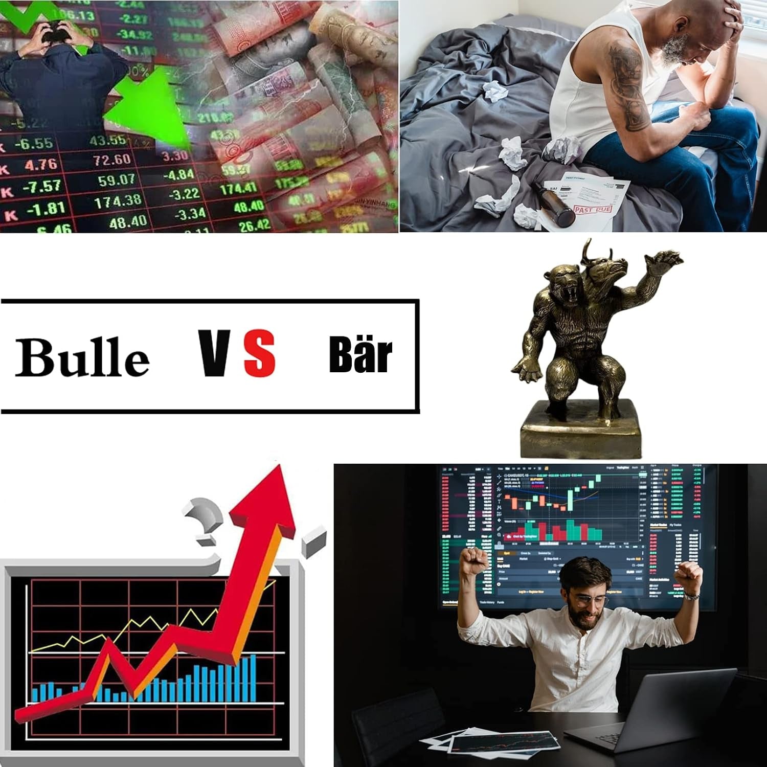 Bulle Und Bär Skulptur/Statue Feng Shui Zur Dekoration, Geschenk Für Börsenfans, Händler Und Investoren.,Bronze,Style2