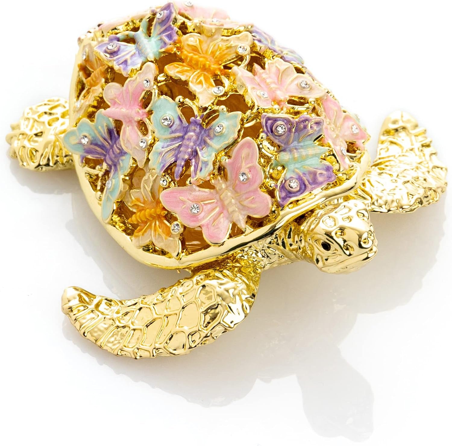 Golden Turtle Schmuckbox | Schmuckkästchen mit Kristall-Look