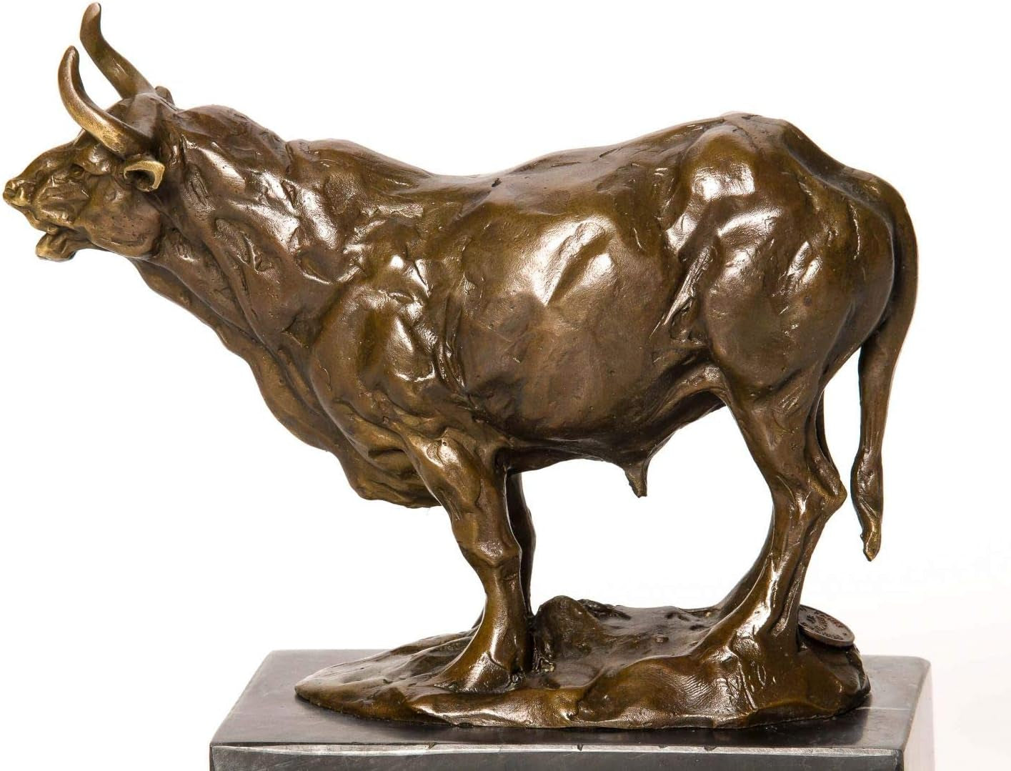 Aubaho BRONZESKULPTUR STIER BULLE Bull Bronze MARMOR Figur SKULPTUR BRONZEFIGUR