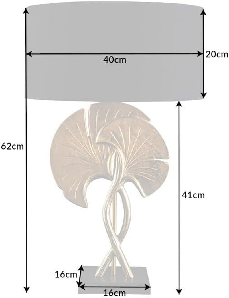 Ginkgo Tischlampe Schwarz-Gold | Skulptur-Leuchte 62 cm