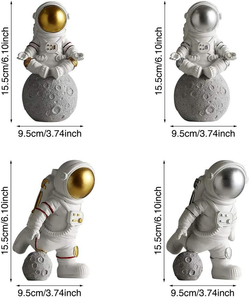 Astronaut Figurine Statue, 9,84 X 5,90 Zoll Resin Astronaut Statuen, Planet Statuen Figur Ornament, Desktop Decor Home Decor (Gold, Größe: Meditieren)