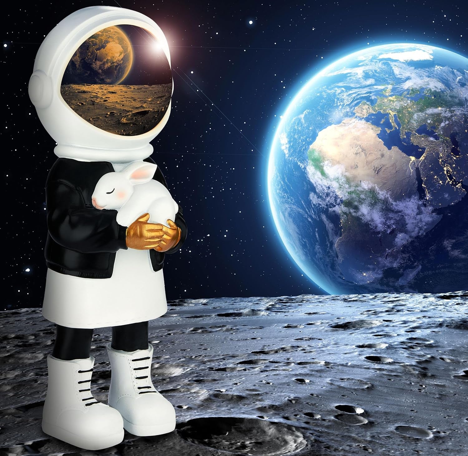 Rabbit Astronaut Gold | Pop-Art Figur 33 cm