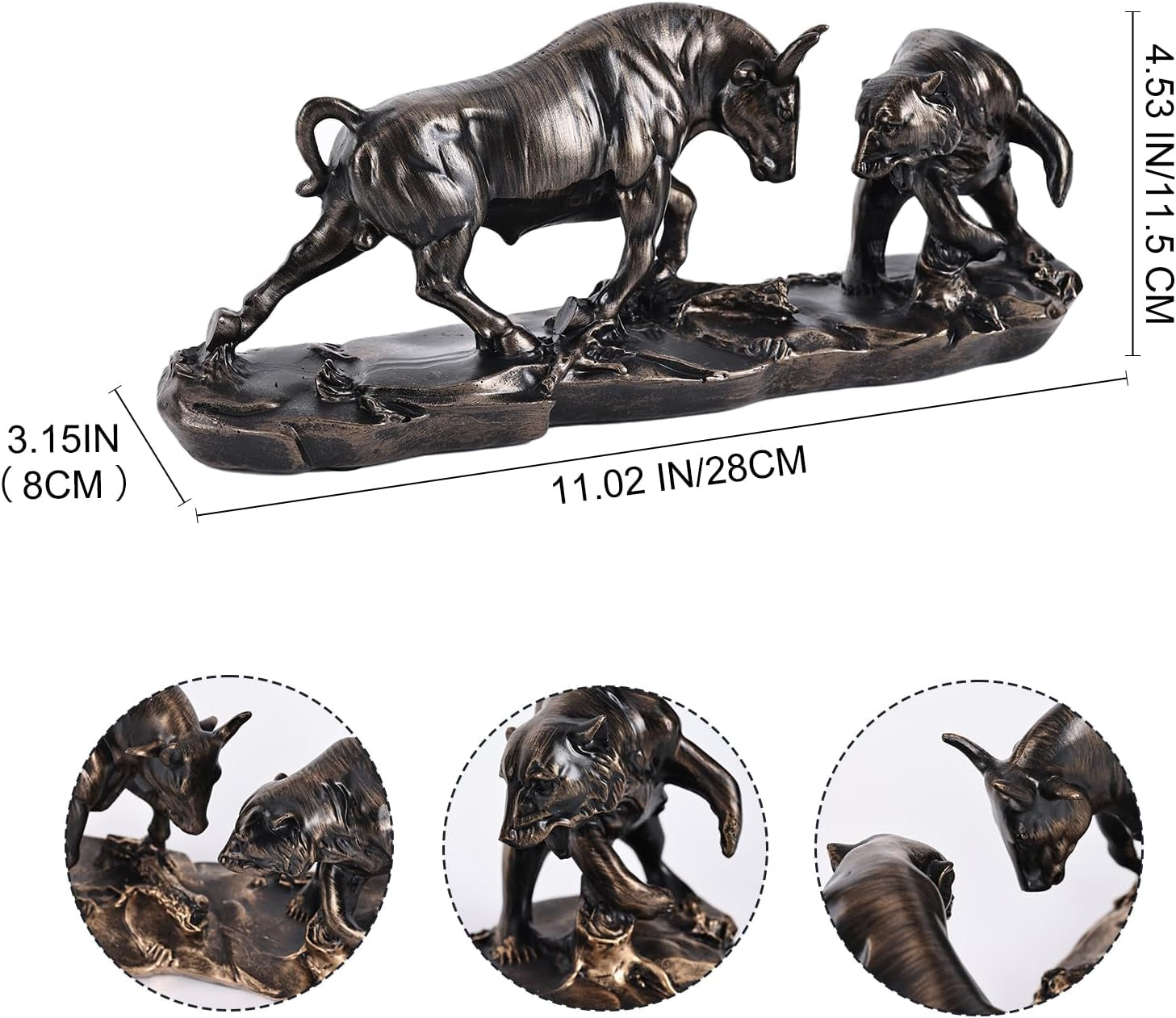 Wall Street Bullenstatue, Bullenmarkt Und Bärenmarktstatue, Börsenmarkt-Skulptur, Herren-Schreibtisch-Dekoration, Tageshandels-Zubehör, Für Büro, Schreibtisch, Bücherregal, Arbeitszimmer